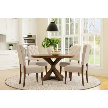 Newberry Round Dining Room Set In Medium Brown