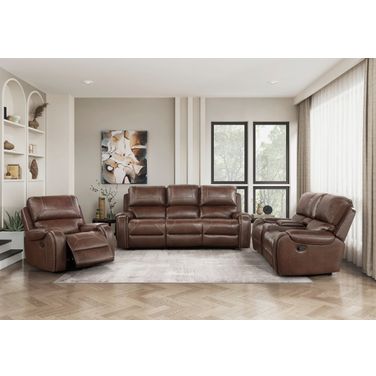 Newnan Double Reclining Living Room Set In Brown
