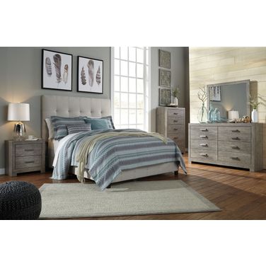 Contemporary Beige Upholstered Panel Bedroom Set