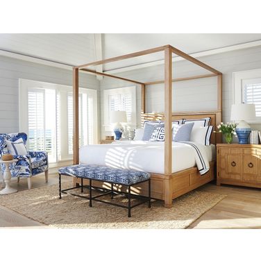 Newport Sandstone Canopy Panel Bedroom Set By Barclay Butera