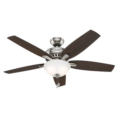Newsome 52 Inch Ceiling Fan with LED Light Kit and Pull Chain In Brushed Nickel and Medium Walnut
