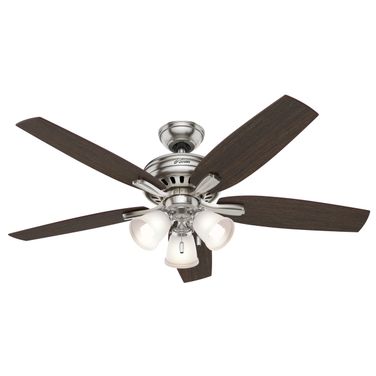 Newsome 52 Inch Ceiling Fan with LED Light Kit and Pull Chain In Brushed Nickel and Medium Walnut