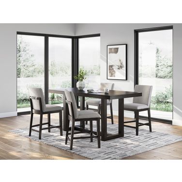 Neymorton Counter Height Dining Room Set In Dark Grayish Brown