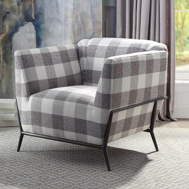 Niamey II Pattern Fabric and Metal Accent Chair