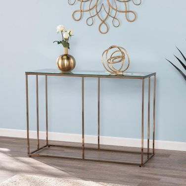 Nicholance Contemporary Glassintop Console Table