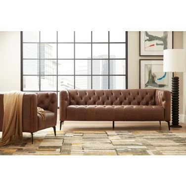 SS Nicolla Brown Leather Living Room Set