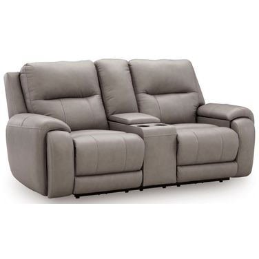 Nightfall Mania Power Reclining Loveseat with Audio Seating In Ash