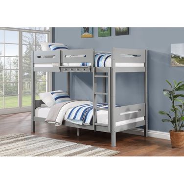 Edah Twin Over Twin Bunk Bed In Gray