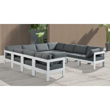 Nizuc Water Resistant Fabric Outdoor Patio 10 Piece Modular Sectional In Grey