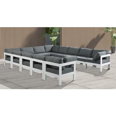 Nizuc Water Resistant Fabric Outdoor Patio 12 Piece Modular Sectional In Grey