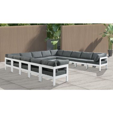 Nizuc Water Resistant Fabric Outdoor Patio 13 Piece Modular Sectional In Grey