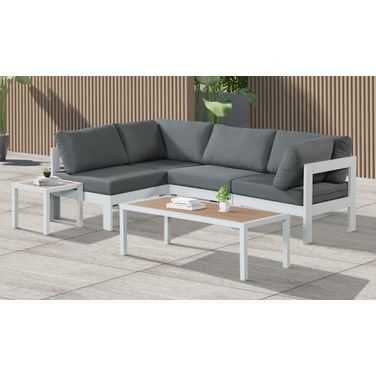 Nizuc Water Resistant Fabric Outdoor Patio 4 Piece Modular Sectional In Grey