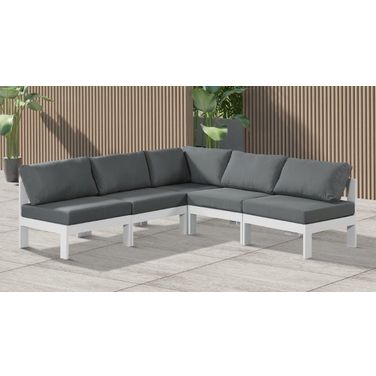 Nizuc Water Resistant Fabric Outdoor Patio 5 Piece Modular Sectional In Grey
