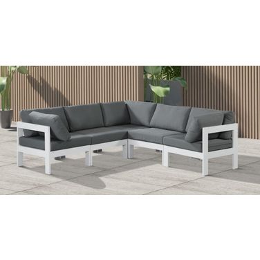 Nizuc Water Resistant Fabric Outdoor Patio 5 Piece Modular Sectional In Grey
