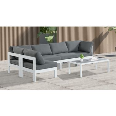 Nizuc Water Resistant Fabric Outdoor Patio 5 Piece Modular Sectional In Grey