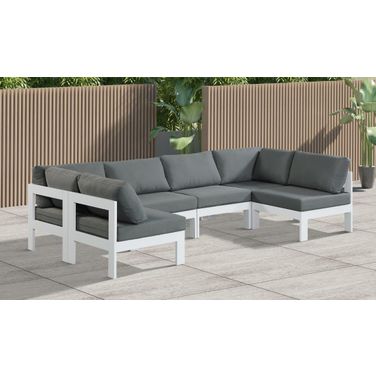 Nizuc Water Resistant Fabric Outdoor Patio 6 Piece Modular Sectional In Grey