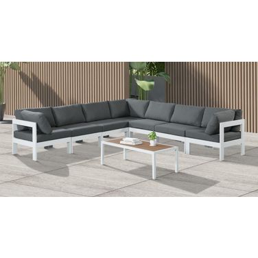 Nizuc Water Resistant Fabric Outdoor Patio 7 Piece Modular Sectional In Grey