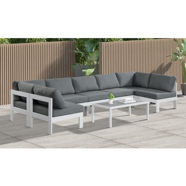 Nizuc Water Resistant Fabric Outdoor Patio 7 Piece Modular Sectional In Grey