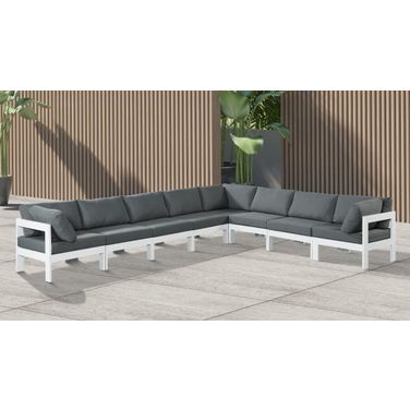 Nizuc Water Resistant Fabric Outdoor Patio 8 Piece Modular Sectional In Grey
