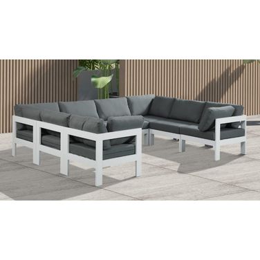 Nizuc Water Resistant Fabric Outdoor Patio 8 Piece Modular Sectional In Grey