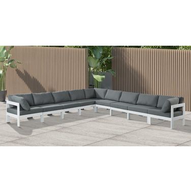 Nizuc Water Resistant Fabric Outdoor Patio 9 Piece Modular Sectional In Grey