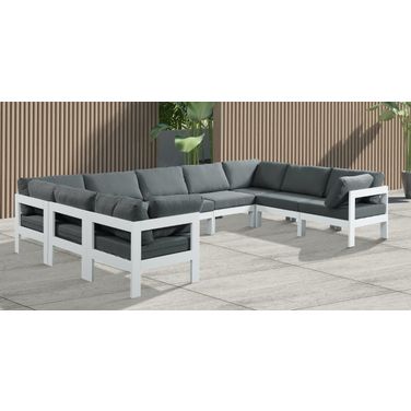 Nizuc Water Resistant Fabric Outdoor Patio 9 Piece Modular Sectional In Grey