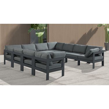 Nizuc Water Resistant Fabric Outdoor Patio 10 Piece Modular Sectional In Grey