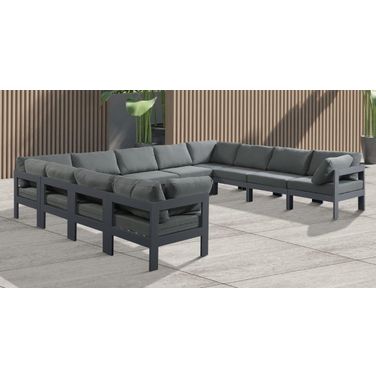 Nizuc Water Resistant Fabric Outdoor Patio 11 Piece Modular Sectional In Grey