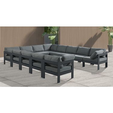 Nizuc Water Resistant Fabric Outdoor Patio 12 Piece Modular Sectional In Grey