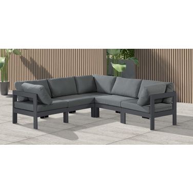 Nizuc Water Resistant Fabric Outdoor Patio 5 Piece Modular Sectional In Grey