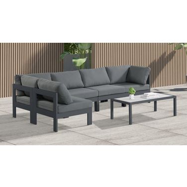 Nizuc Water Resistant Fabric Outdoor Patio 5 Piece Modular Sectional In Grey
