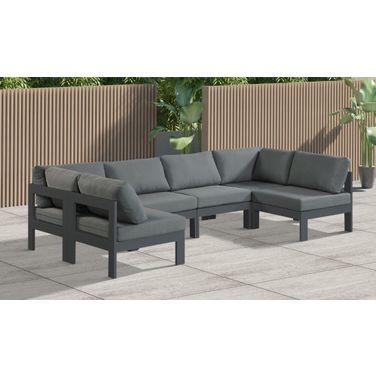 Nizuc Water Resistant Fabric Outdoor Patio 6 Piece Modular Sectional In Grey
