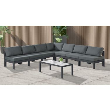 Nizuc Water Resistant Fabric Outdoor Patio 7 Piece Modular Sectional In Grey