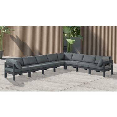 Nizuc Water Resistant Fabric Outdoor Patio 8 Piece Modular Sectional In Grey