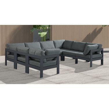 Nizuc Water Resistant Fabric Outdoor Patio 8 Piece Modular Sectional In Grey