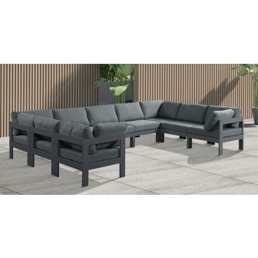 Nizuc Water Resistant Fabric Outdoor Patio 9 Piece Modular Sectional In Grey