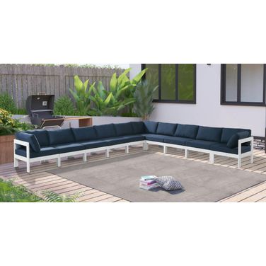 Nizuc Water Resistant Fabric Outdoor Patio 10 Piece Modular Sectional In Navy