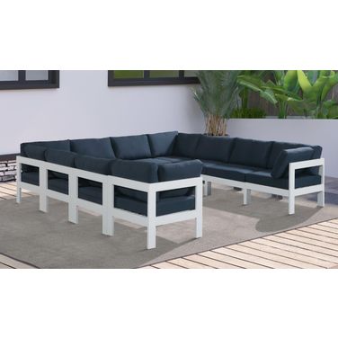 Nizuc Water Resistant Fabric Outdoor Patio 10 Piece Modular Sectional In Navy