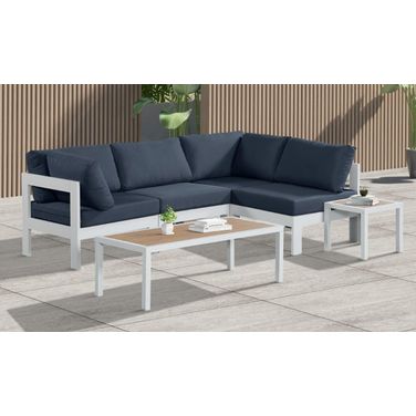 Nizuc Water Resistant Fabric 4 Piece Outdoor Patio Modular Sectional In Navy