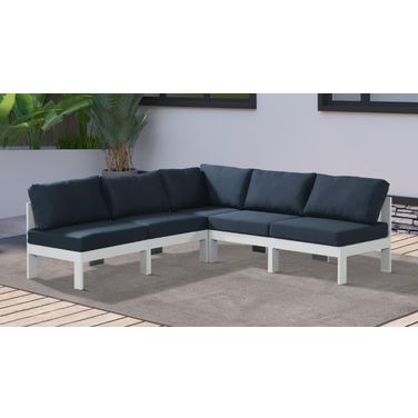 Nizuc Water Resistant Fabric Outdoor Patio 5 Piece Modular Sectional In Navy