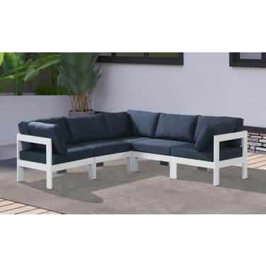 Nizuc Water Resistant Fabric Outdoor Patio 5 Piece Modular Sectional In Navy