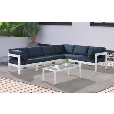 Nizuc Water Resistant Fabric Outdoor Patio 6 Piece Modular Sectional In Navy
