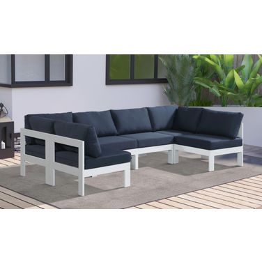 Nizuc Water Resistant Fabric Outdoor Patio 6 Piece Modular Sectional In Navy