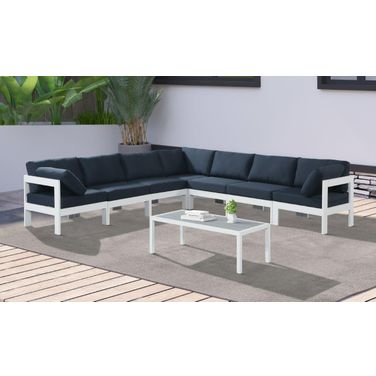 Nizuc Water Resistant Fabric Outdoor Patio 7 Piece Modular Sectional In Navy