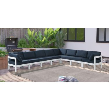 Nizuc Water Resistant Fabric Outdoor Patio 8 Piece Modular Sectional In Navy