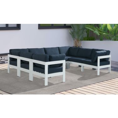 Nizuc Water Resistant Fabric Outdoor Patio 8 Piece Modular Sectional In Navy