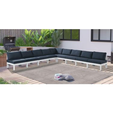 Nizuc Water Resistant Fabric Outdoor Patio 9 Piece Modular Sectional In Navy