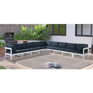 Nizuc Water Resistant Fabric Outdoor Patio 9 Piece Modular Sectional In Navy