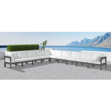 Nizuc Water Resistant Fabric Outdoor Patio 10 Piece Modular Sectional In White