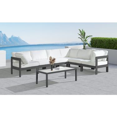 Nizuc Water Resistant Fabric Outdoor Patio 6 Piece Modular Sectional In White